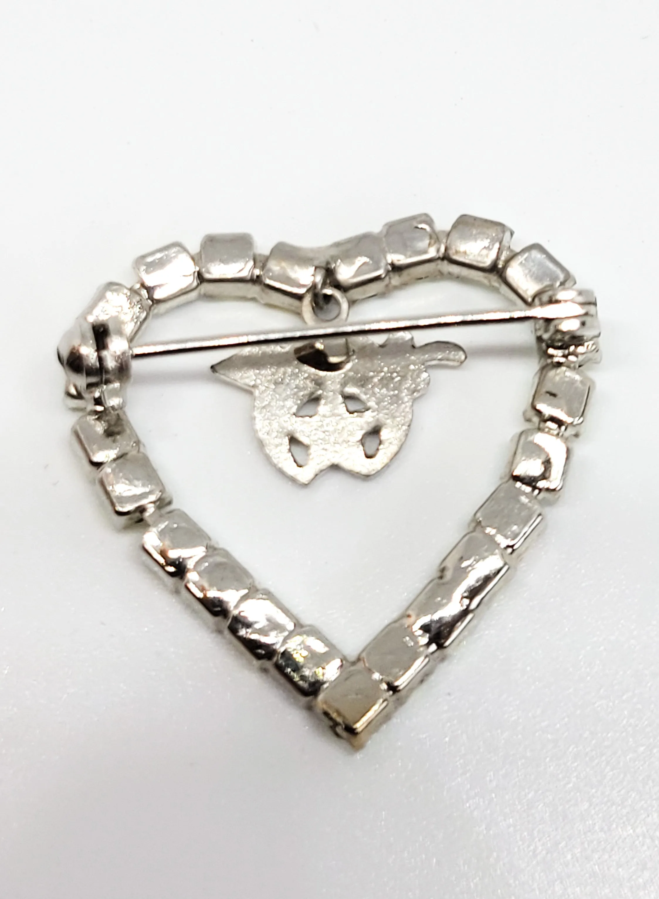 Aurora Borealis rainbow heart rhinestone Schriner's fraternity vintage brooch