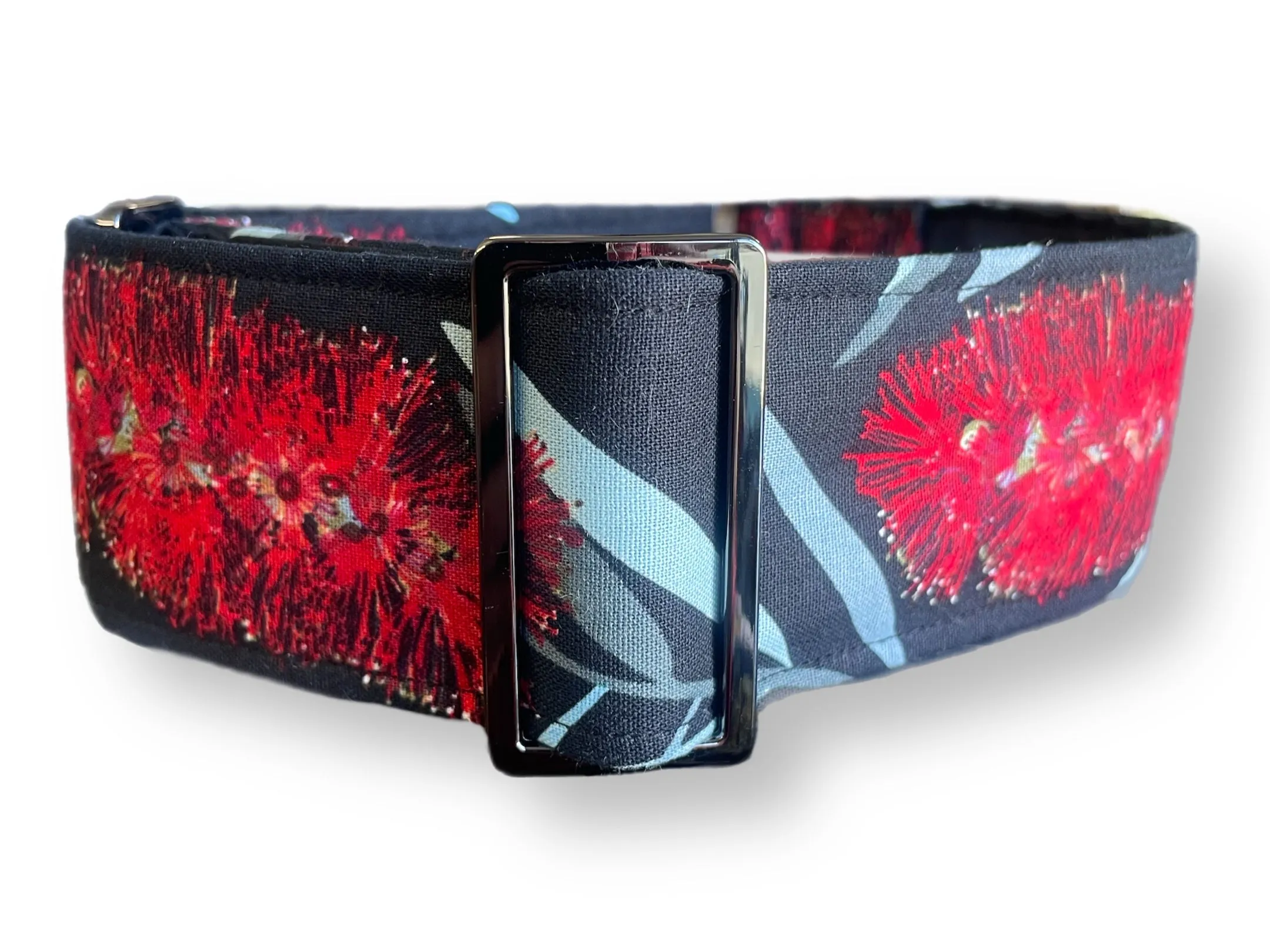 Australiana bottlebrush design greyhound Martingale collar cotton covered 50mm