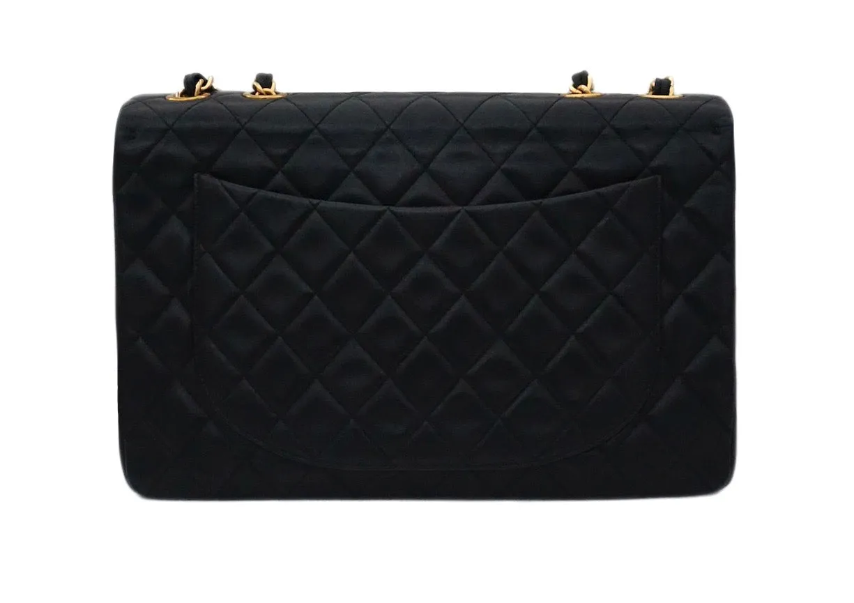 Authentic Chanel Black Lambskin Maxi Jumbo XL
