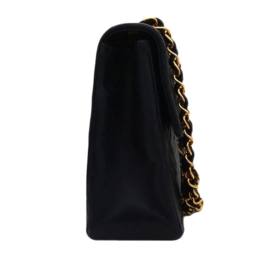 Authentic Chanel Black Lambskin Maxi Jumbo XL