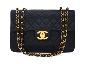 Authentic Chanel Black Lambskin Maxi Jumbo XL