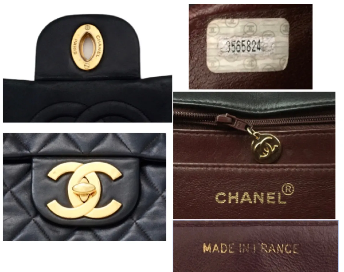 Authentic Chanel Black Lambskin Maxi Jumbo XL