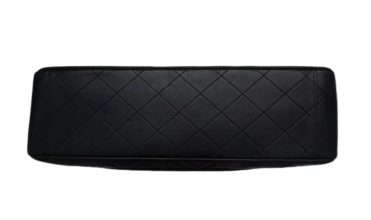 Authentic Chanel Black Lambskin Maxi Jumbo XL