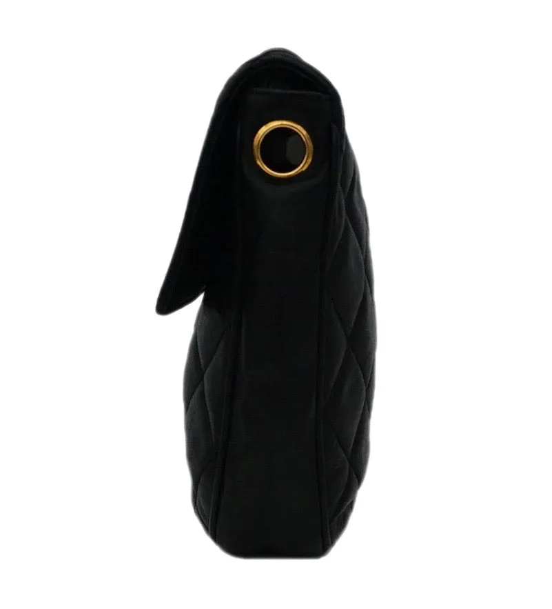 Authentic Chanel Vintage Black Lambskin Mini Flapover