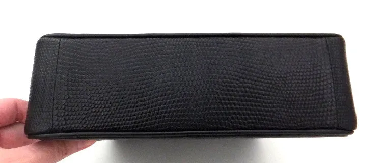 Authentic Chanel Vintage Black Lizard Flapover