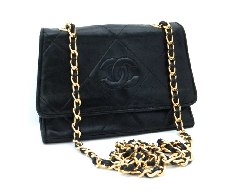 Authentic Chanel Vintage Black Mini Flapover