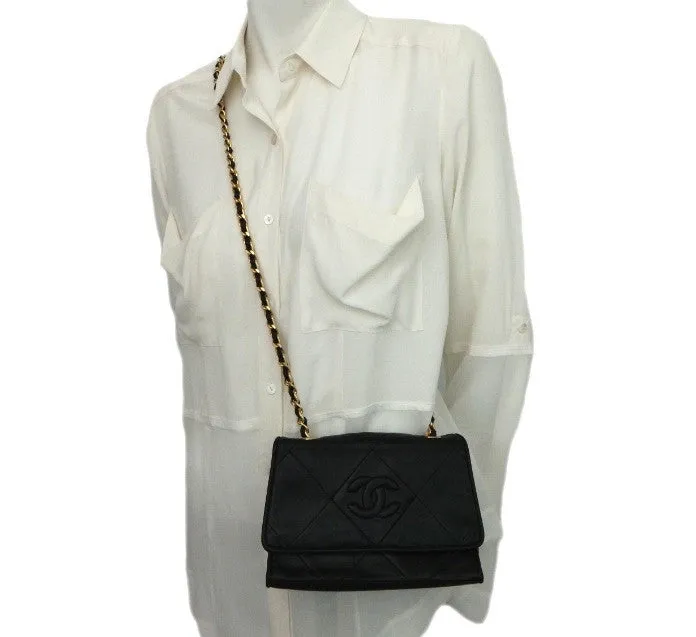 Authentic Chanel Vintage Black Mini Flapover