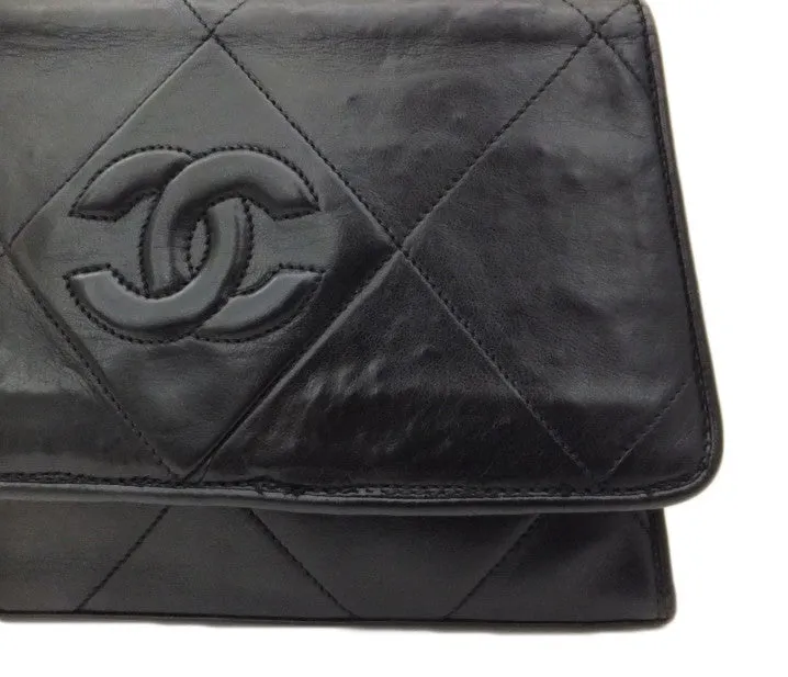 Authentic Chanel Vintage Black Mini Flapover