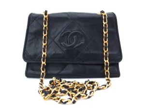 Authentic Chanel Vintage Black Mini Flapover