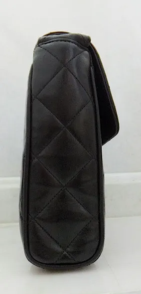 Authentic Chanel Vintage Black Quilted Lambskin Flapover