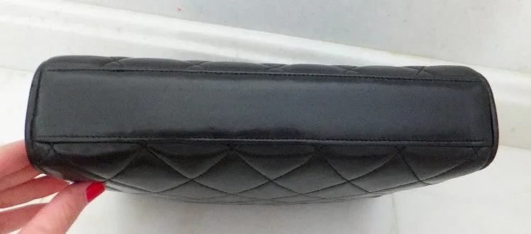 Authentic Chanel Vintage Black Quilted Lambskin Flapover