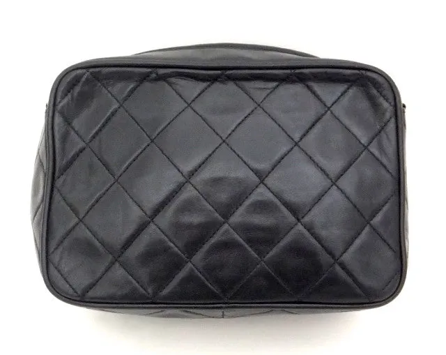 Authentic Chanel Vintage French Navy Quilted Mini Camera Style Handbag