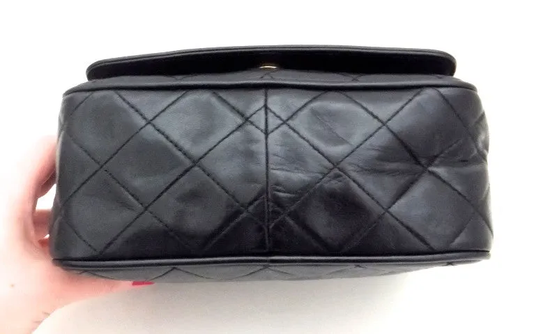 Authentic Chanel Vintage French Navy Quilted Mini Camera Style Handbag