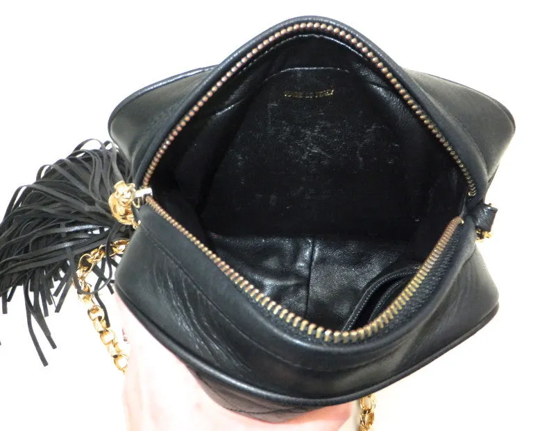 Authentic Chanel Vintage French Navy Quilted Mini Camera Style Handbag