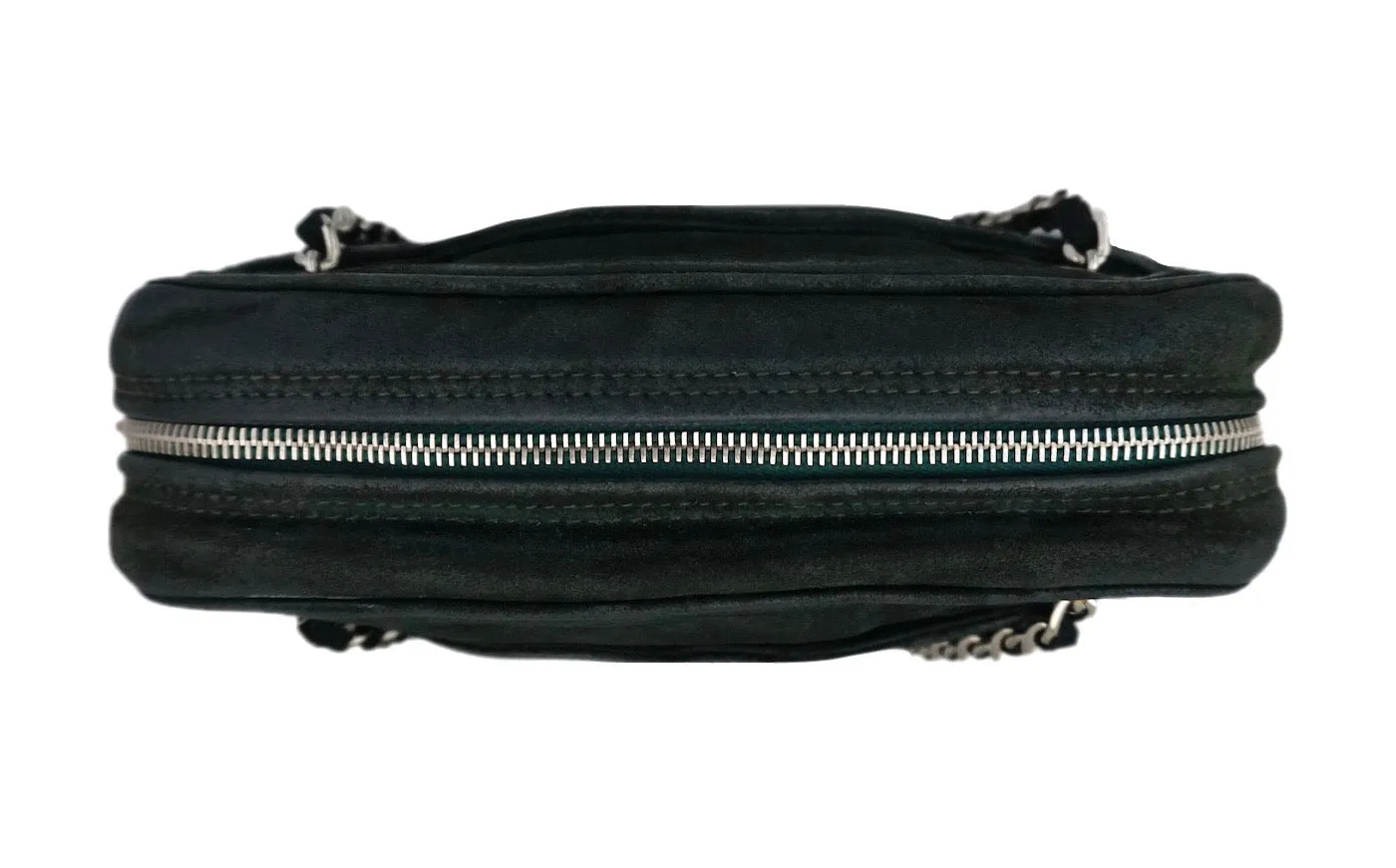 Authentic Chanel Vintage Green Suede Camera Handbag