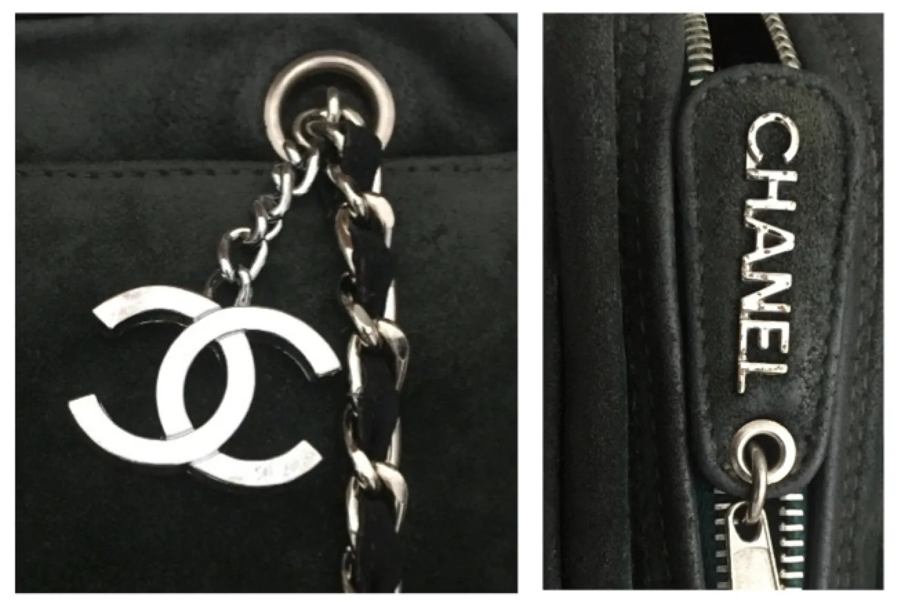 Authentic Chanel Vintage Green Suede Camera Handbag