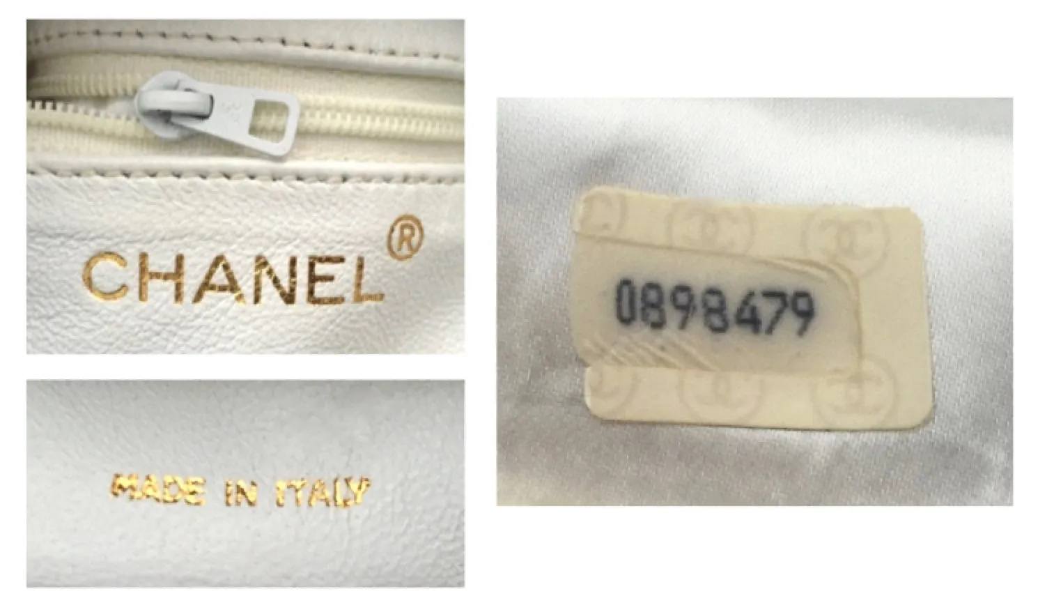 Authentic Chanel Vintage White Lizard Quilted Camera Style Handbag