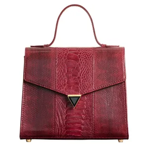 AVA SNAKESKIN & OSTRICH LEG TOP HANDLE BAG