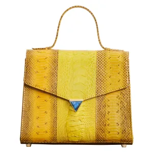 AVA SNAKESKIN & OSTRICH LEG TOP HANDLE BAG