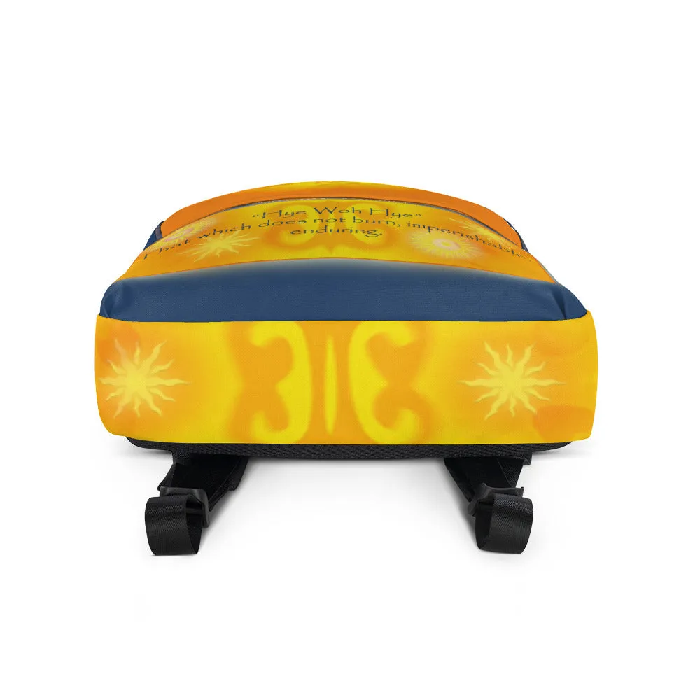 Backpack featuring a West African Adinkra symbol celebrating the Summer Solstice