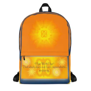 Backpack featuring a West African Adinkra symbol celebrating the Summer Solstice