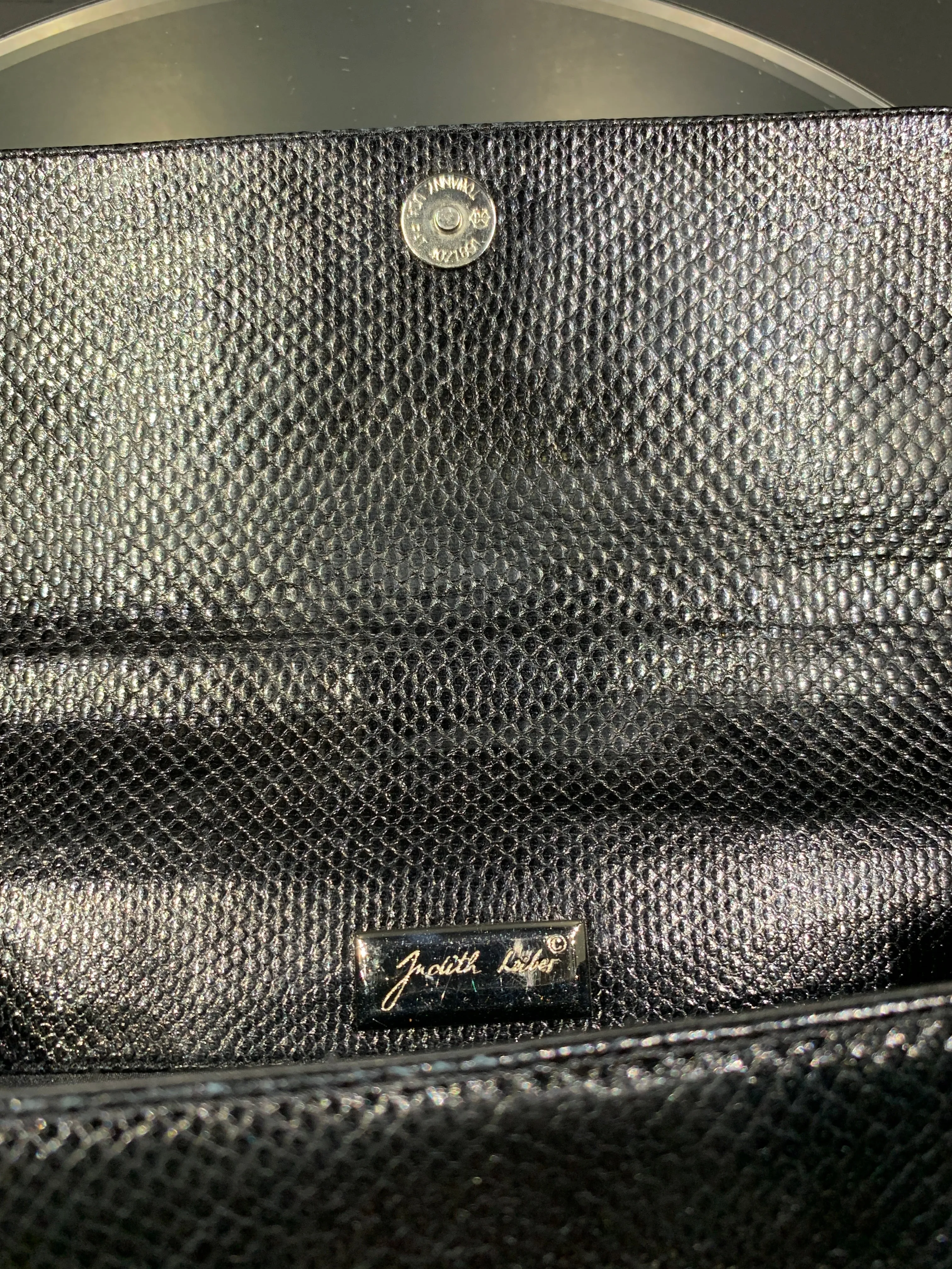 Black Italian Leather Purse Handbag by Judith Leiber