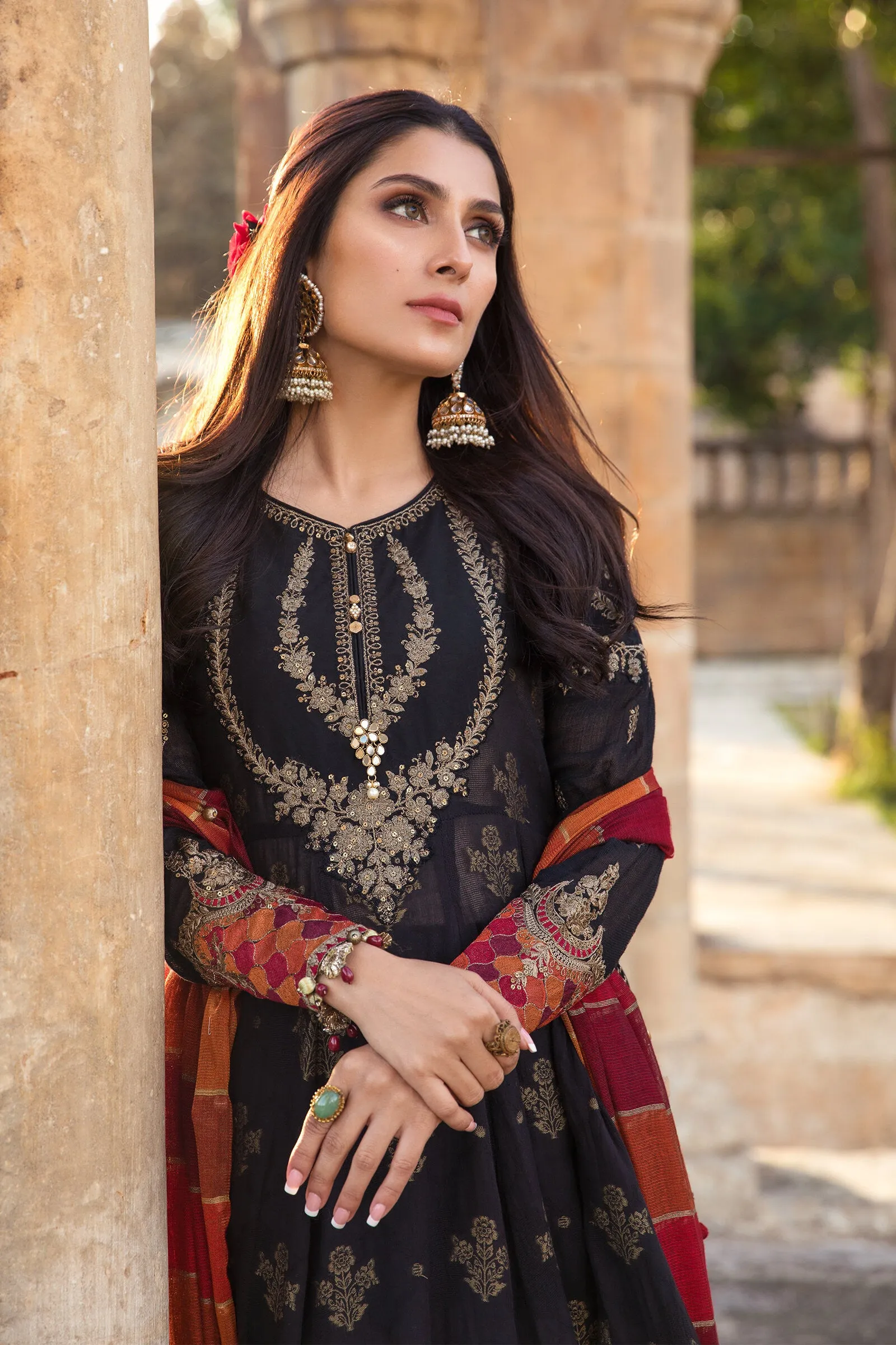 Black Pishwas Dress Pakistani Designer Eid Attire #PN498