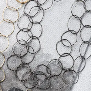 Black Silver Shimmer Organic Circle Necklace