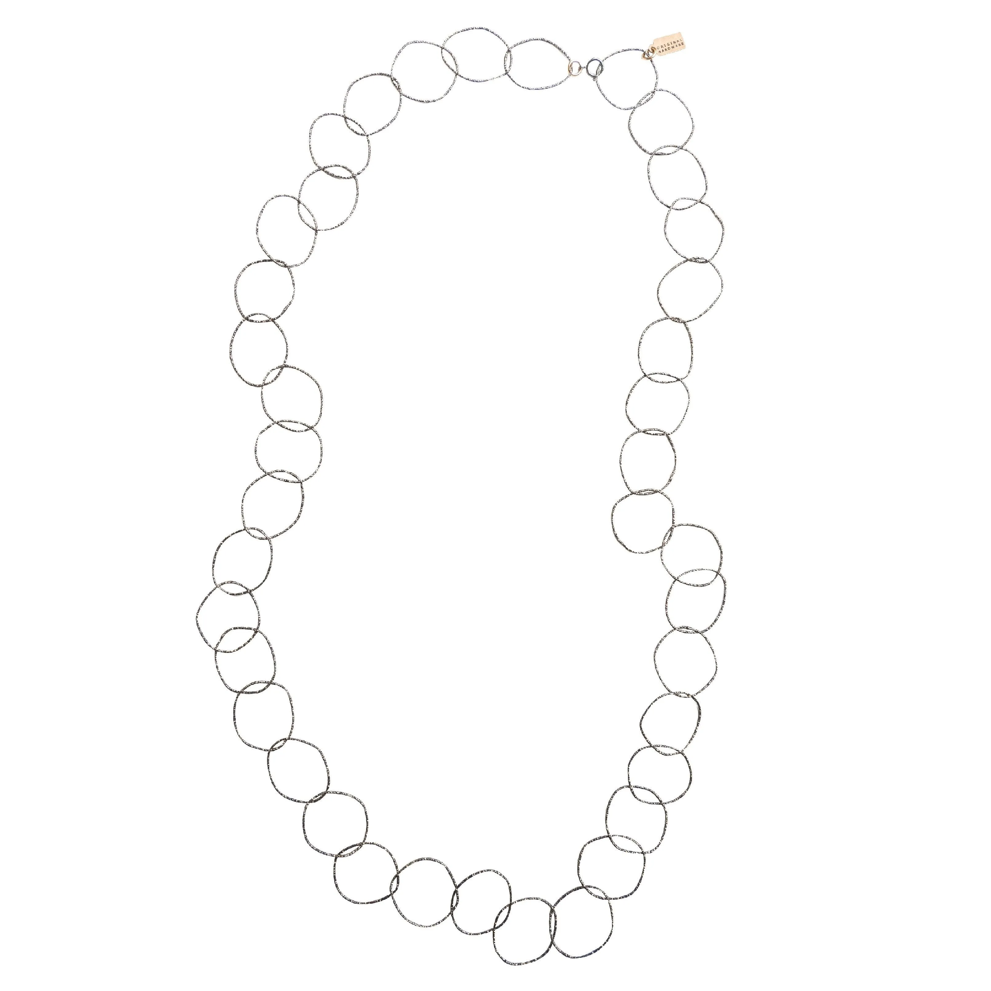 Black Silver Shimmer Organic Circle Necklace