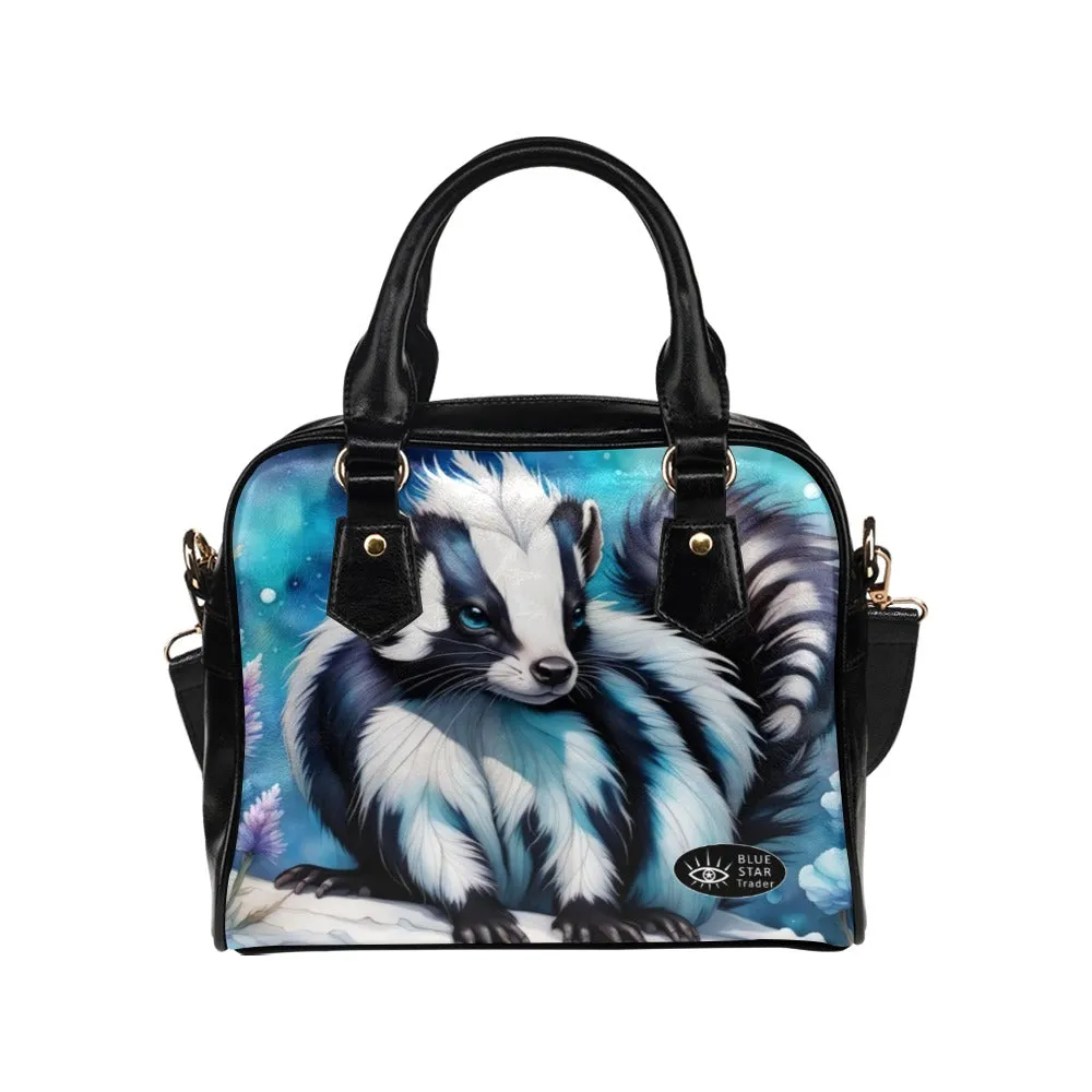 Blue Skunk Purse Handbag, Bowler Bag