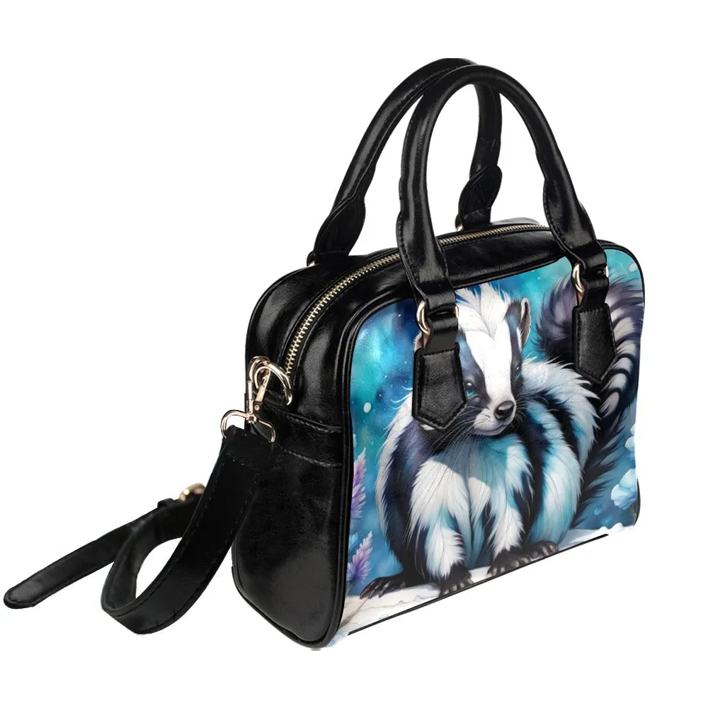 Blue Skunk Purse Handbag, Bowler Bag
