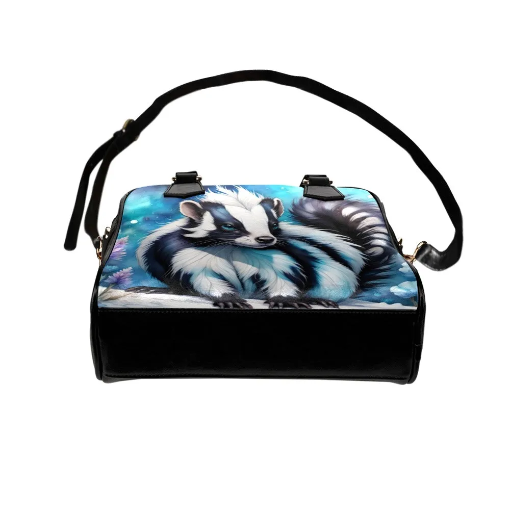 Blue Skunk Purse Handbag, Bowler Bag