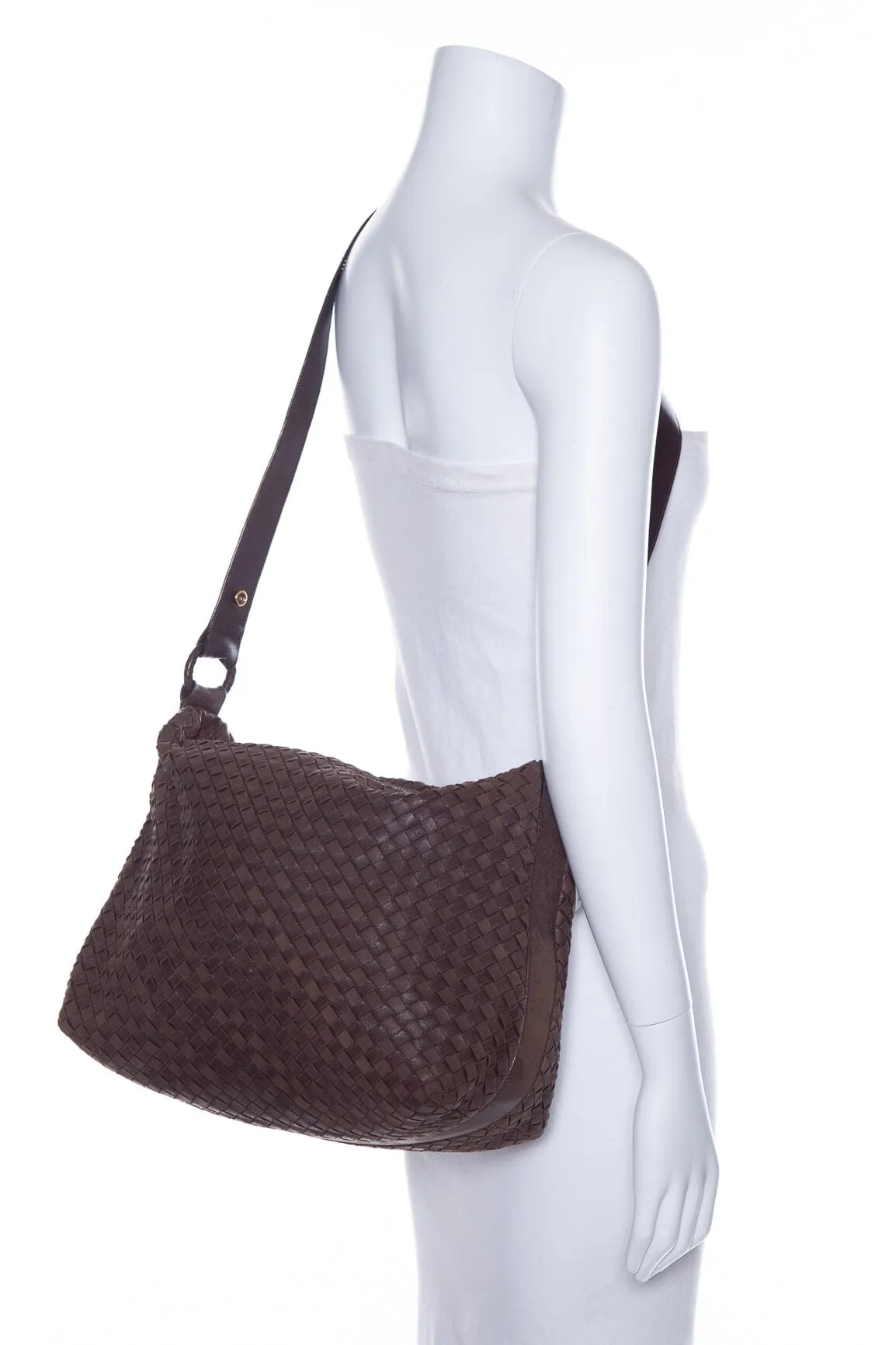 Bottega Veneta Vintage Brown Woven Leather Cross-Body