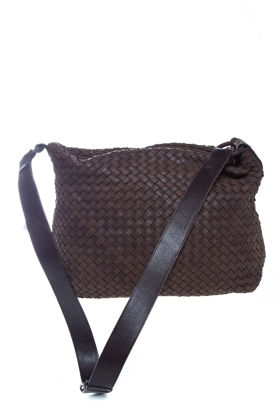 Bottega Veneta Vintage Brown Woven Leather Cross-Body
