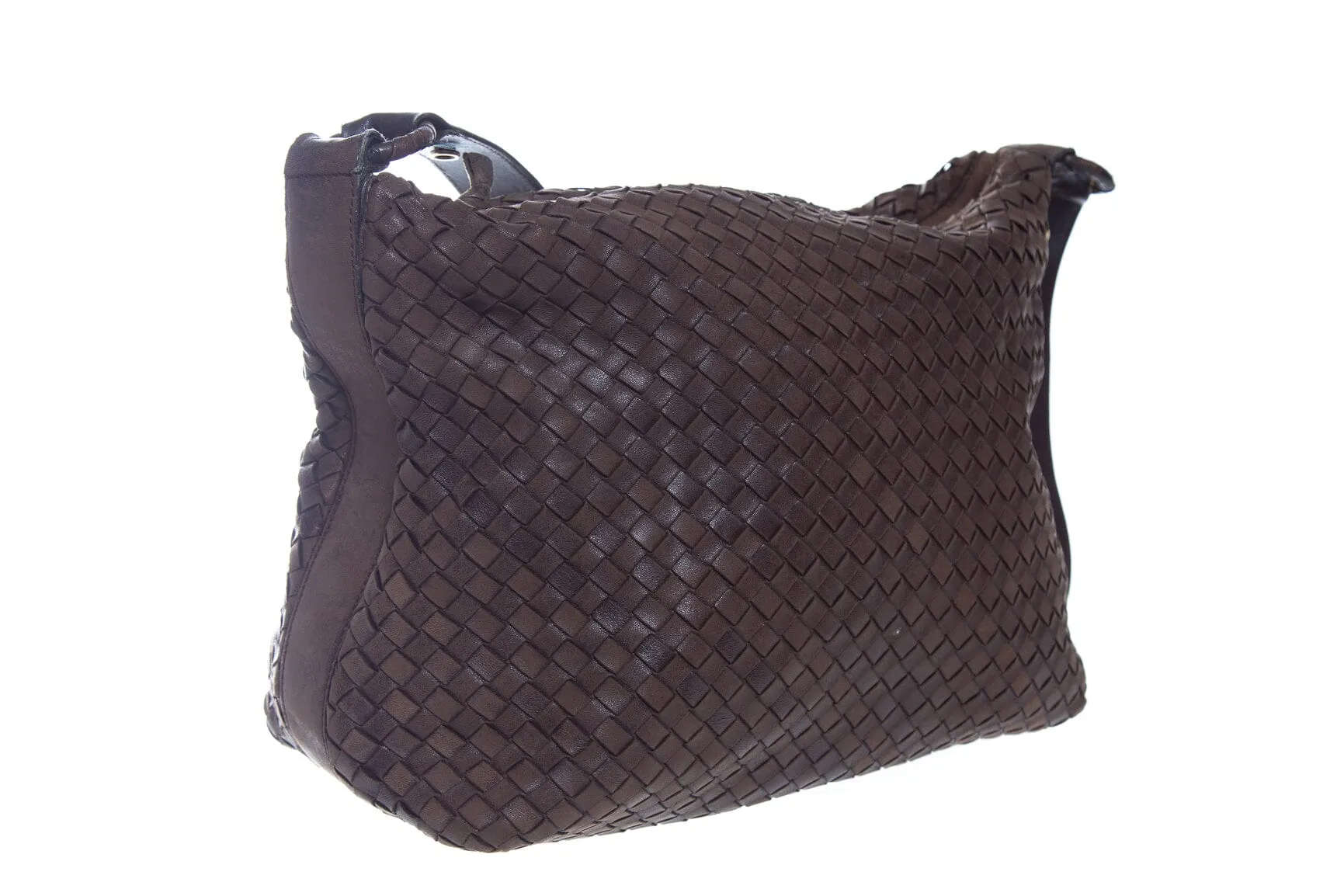 Bottega Veneta Vintage Brown Woven Leather Cross-Body