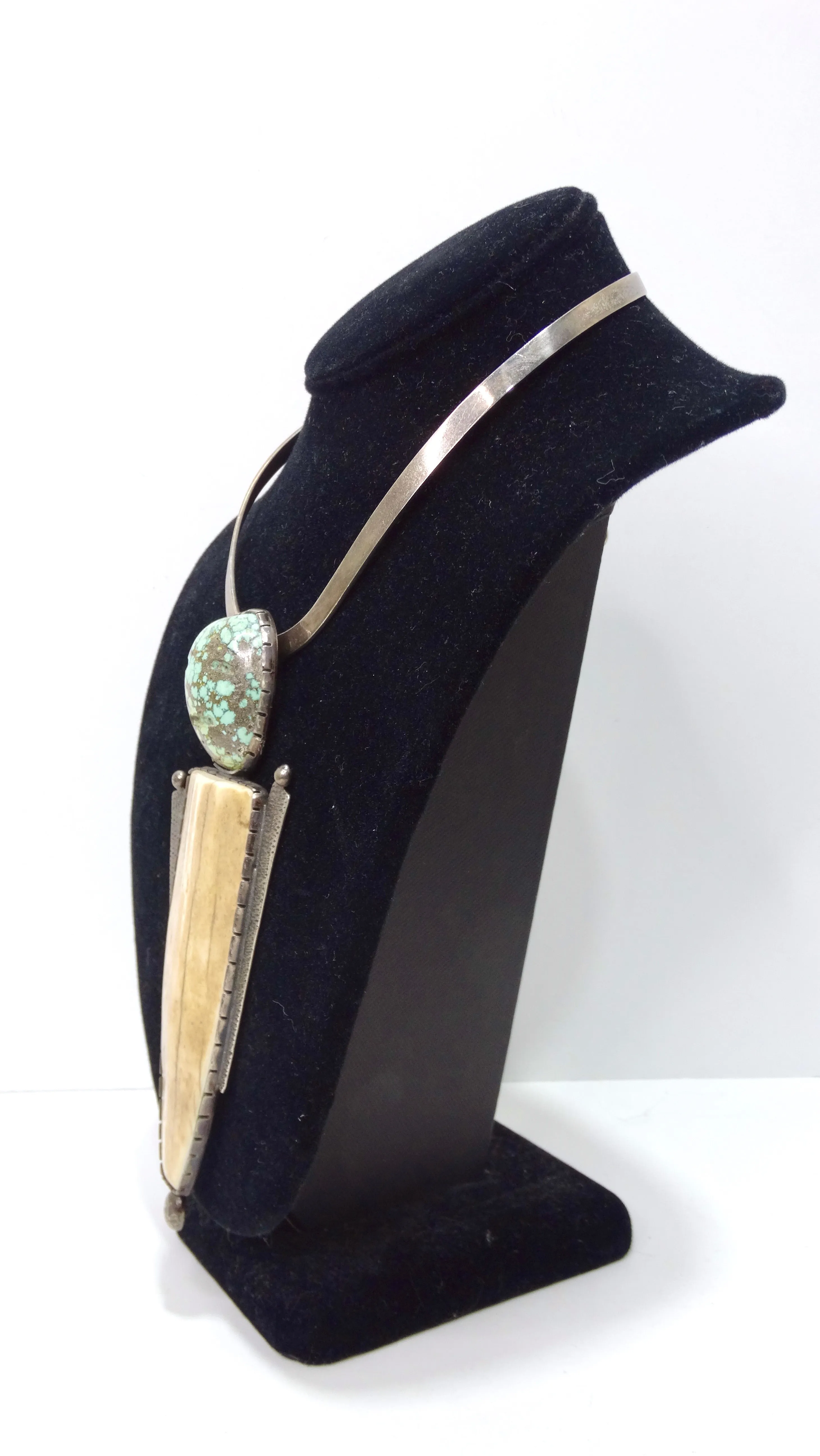 Buddy Lee Handmade Sterling Silver Turquoise Ivory Necklace