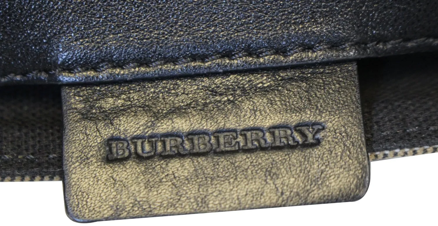 BURBERRY Black Leather House Check Horseshoe Milton Crossbody Bag