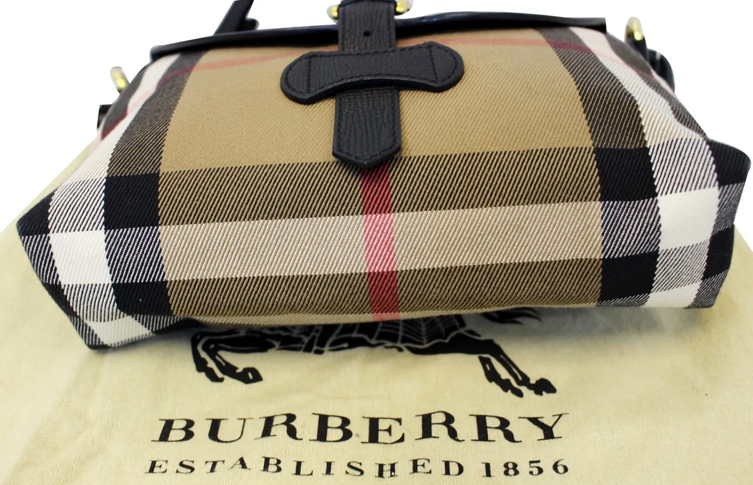 BURBERRY Black Leather House Check Horseshoe Milton Crossbody Bag