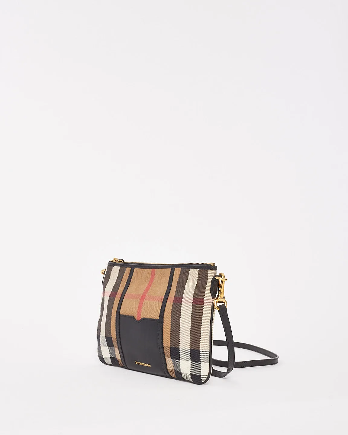 Burberry Classic Plaid Canvas Peyton Crossbody Bag