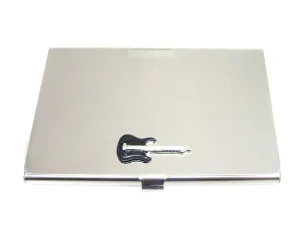 Business Card Holder with Black Guitar Pendant