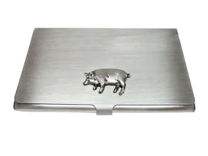 Business Card Holder with Pig Pendant