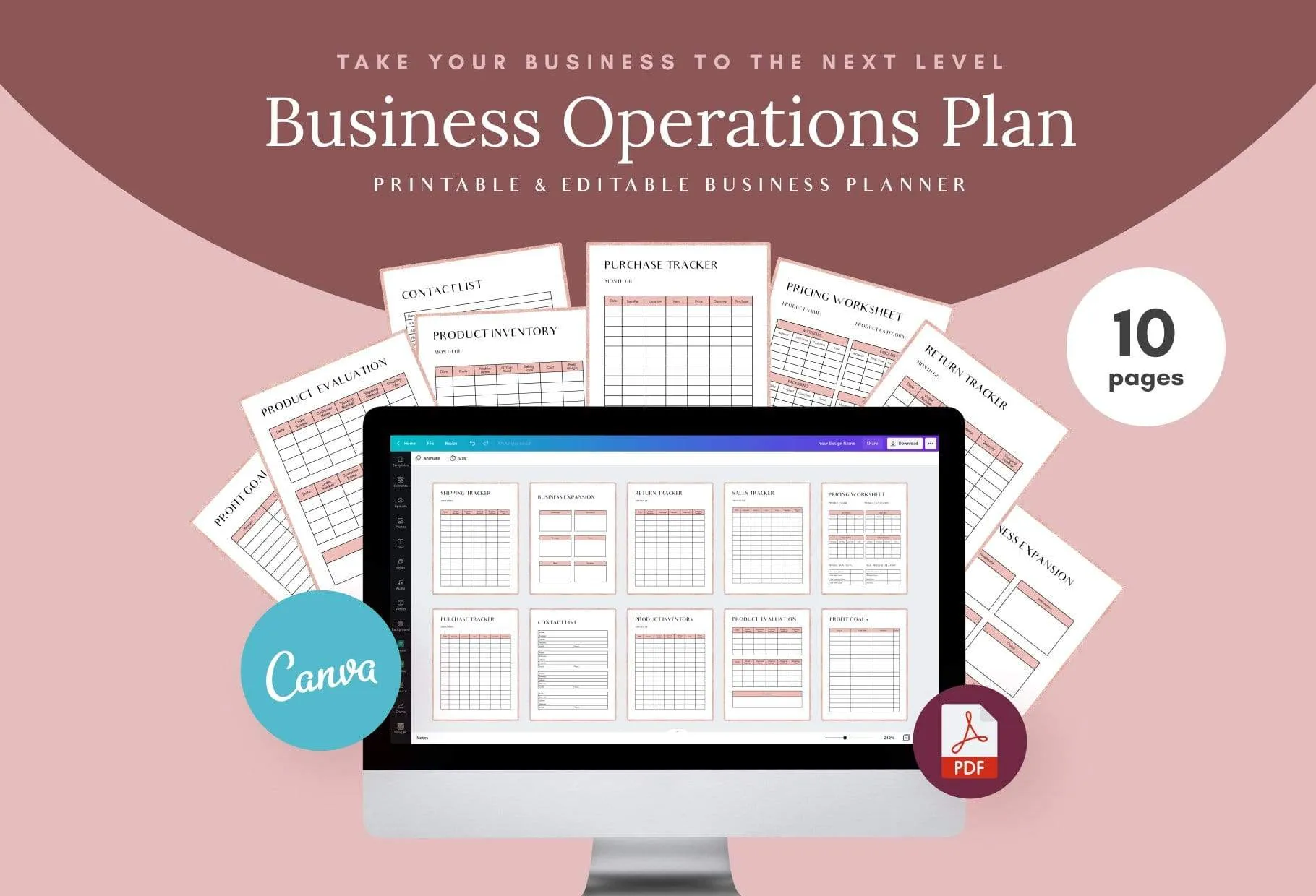 Business Operations Printable and Editable Canva Planner Template