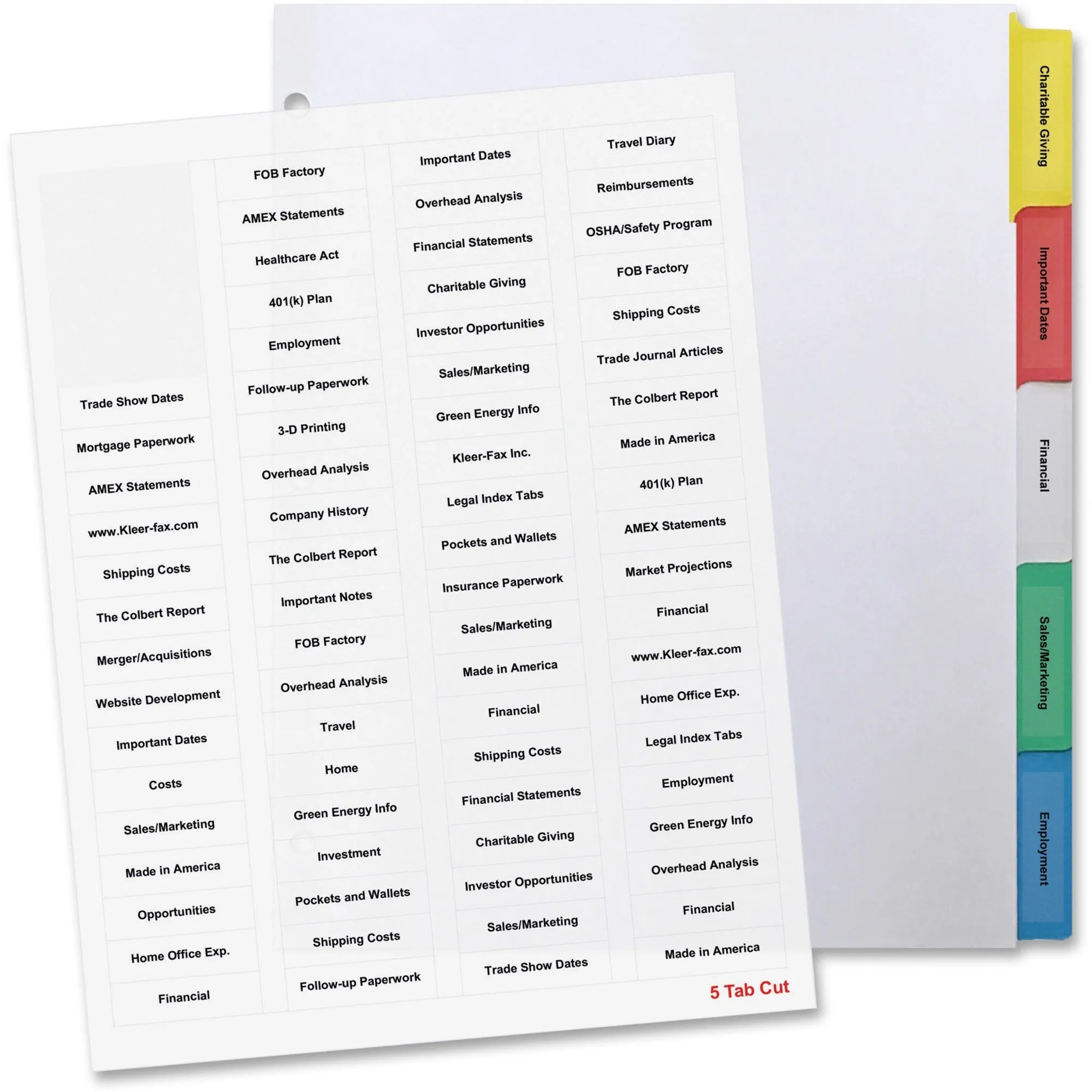 Business Source Index Dividers and Labels