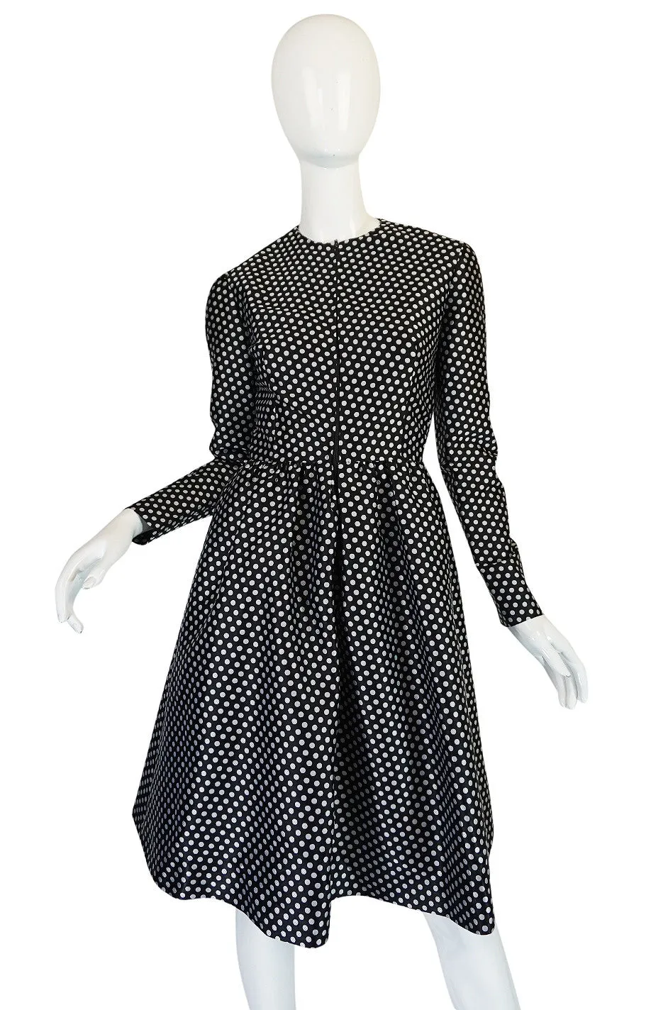 c1972 Geoffrey Beene Silk Black & White Dot Dress