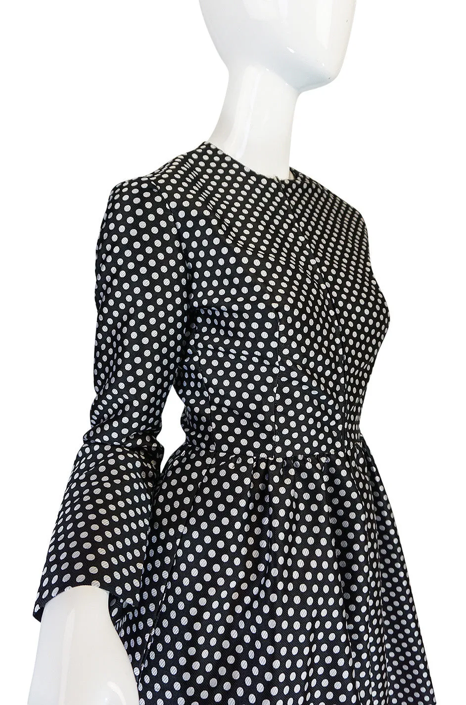 c1972 Geoffrey Beene Silk Black & White Dot Dress