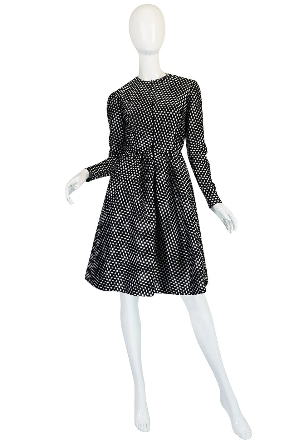 c1972 Geoffrey Beene Silk Black & White Dot Dress