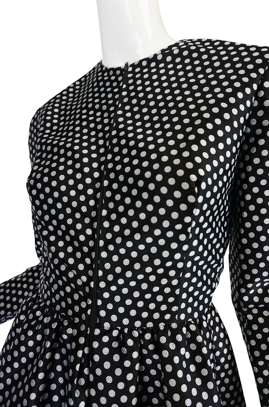 c1972 Geoffrey Beene Silk Black & White Dot Dress