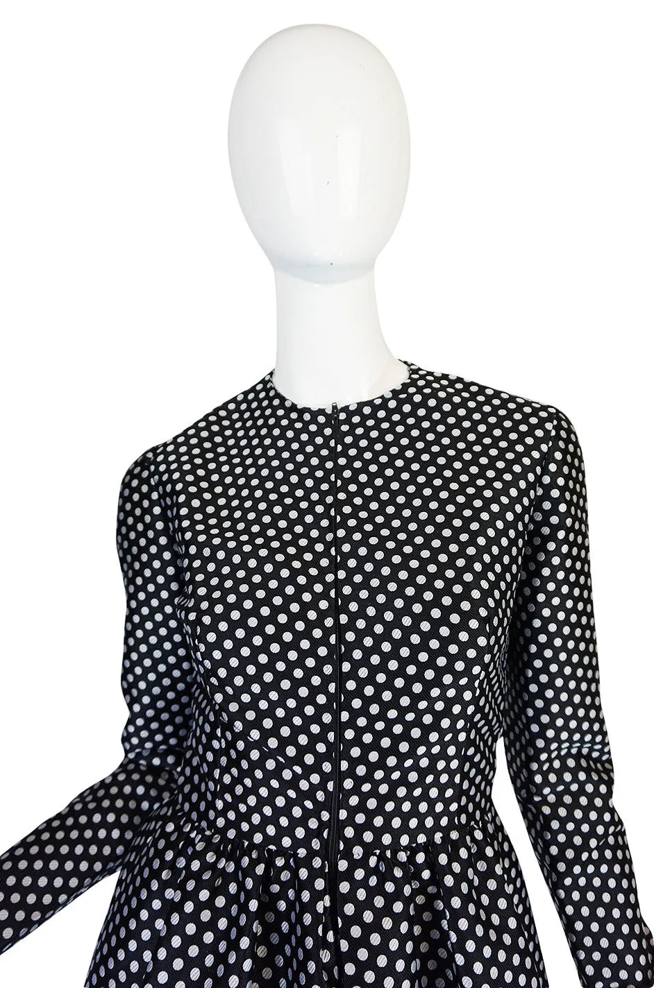 c1972 Geoffrey Beene Silk Black & White Dot Dress