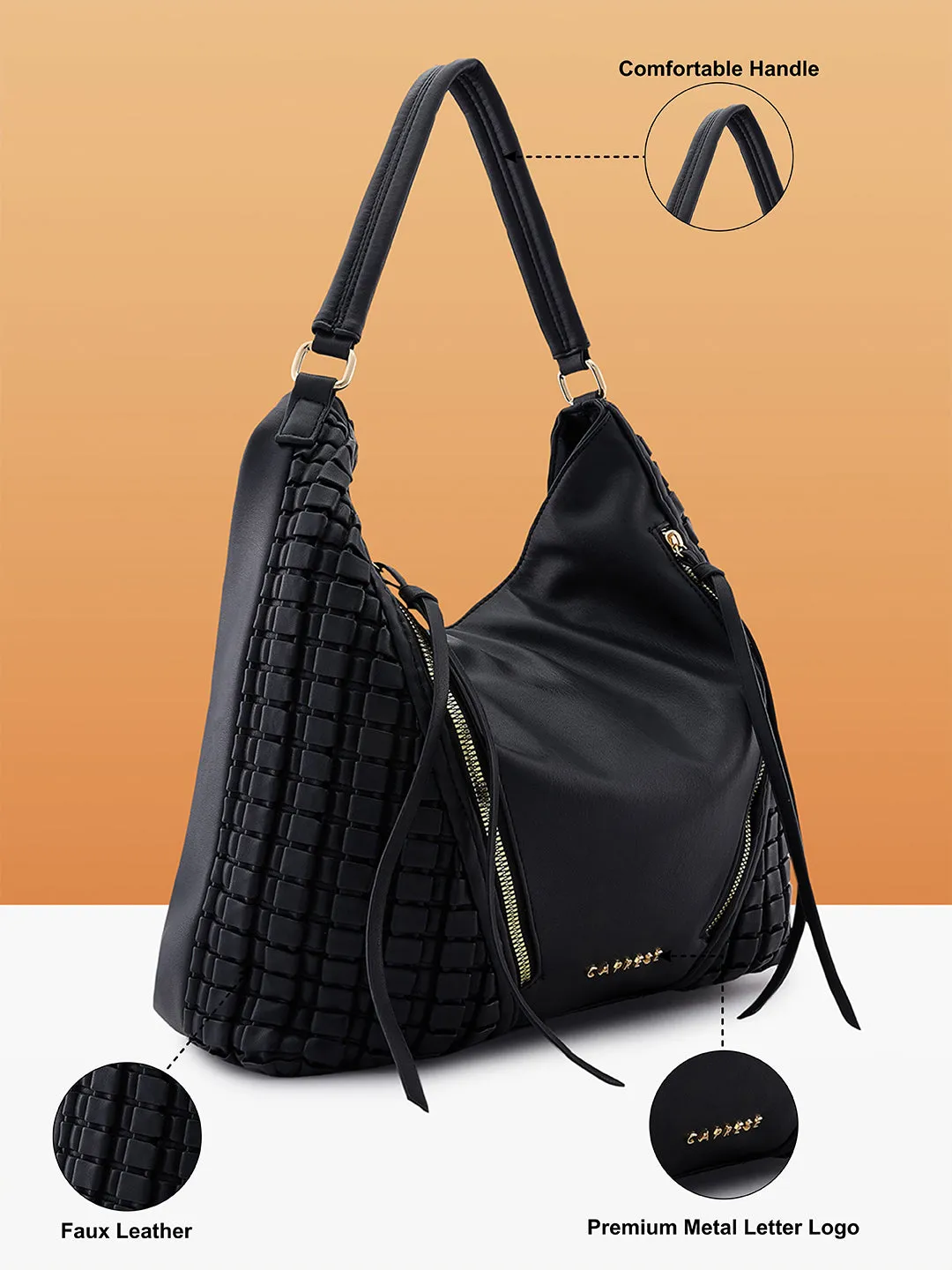 Caprese Havana Large Black Satchel Bag