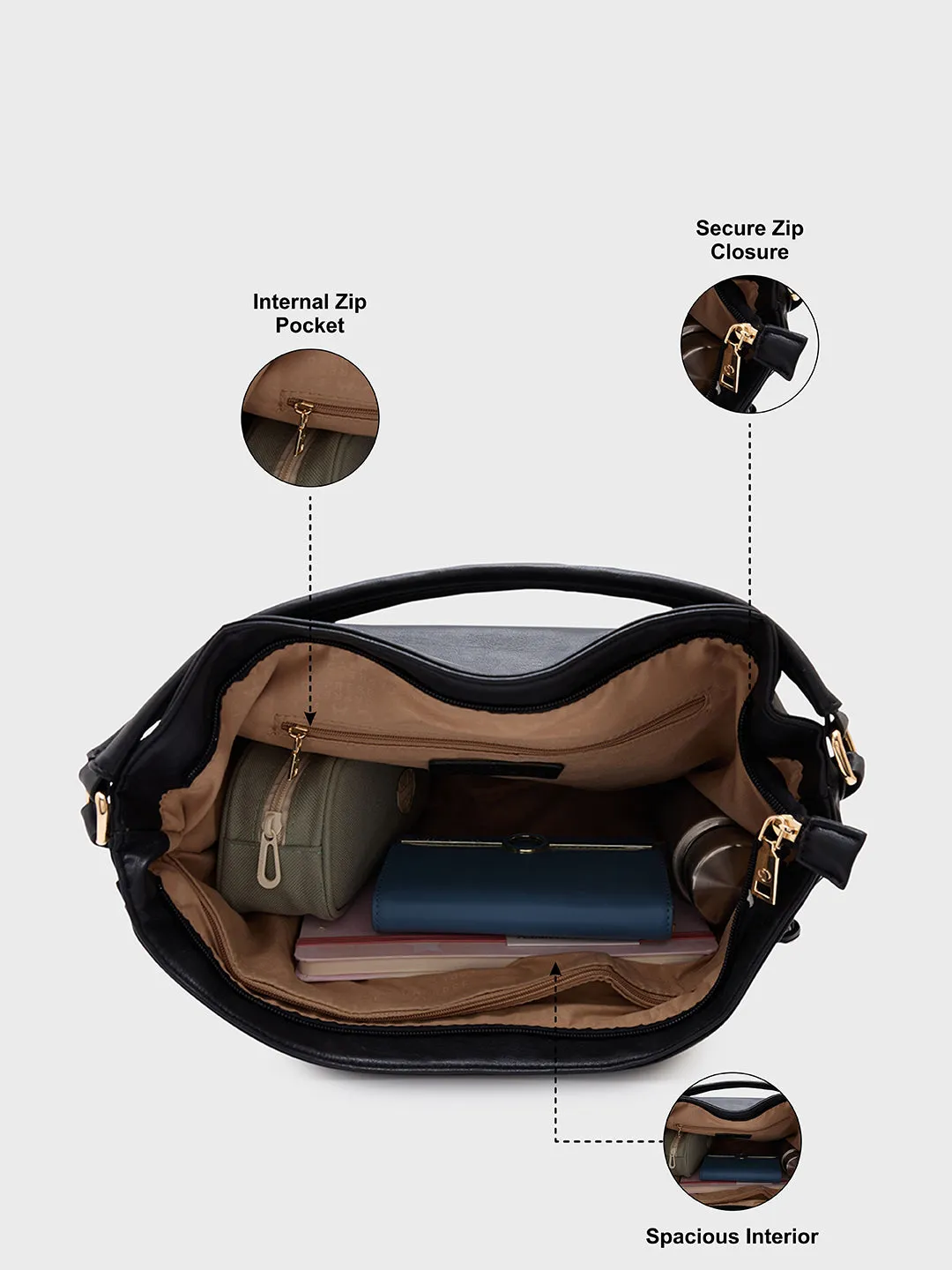 Caprese Havana Large Black Satchel Bag